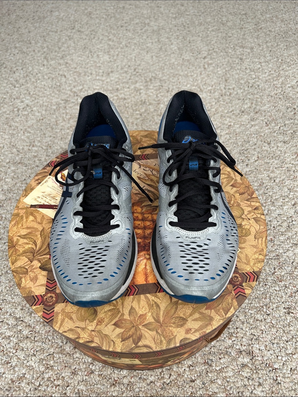 Asics Gray and Blue Men's Running Shoes